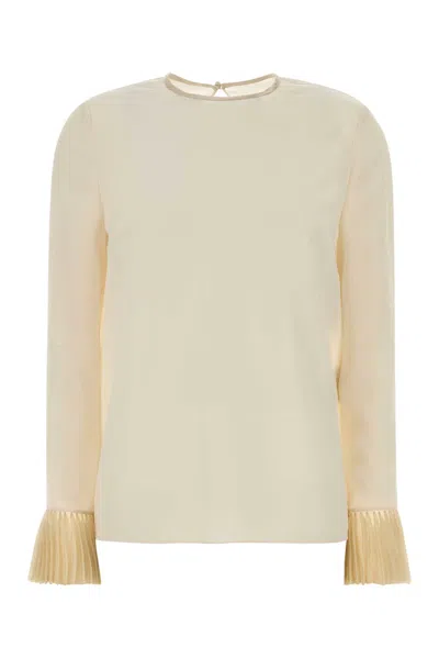 Valentino Garavani Ivory Crepe Blouse In White