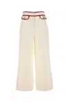 Valentino Ivory Trousers With Gold V In Neutral