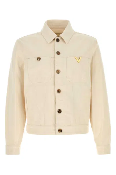 Valentino Garavani Ivory Denim Jacket In Neutral