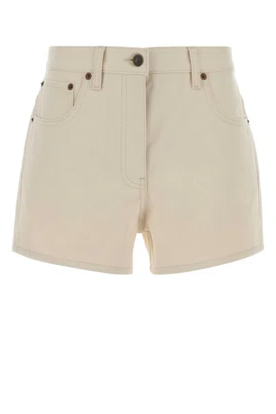 Valentino Garavani Garment-dyed Denim Shorts In Neutral