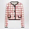 Valentino Garavani Ivory Jacket With Check Vlogo Pattern In Red