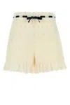 Valentino Lace Shorts With Bow And Scalloped Hem In Neutral
