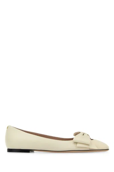 VALENTINO GARAVANI VALENTINO GARAVANI IVORY LEATHER BOWOW BALLERINAS