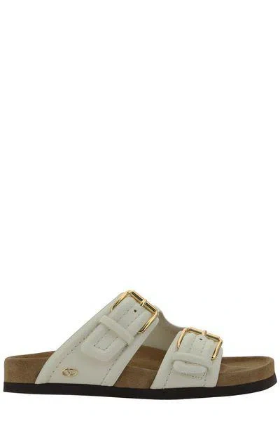 Valentino Garavani Ivory Leather Fussfriend Slippers In White