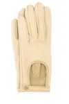 Valentino Leather Gloves With Cut-out And Stitch Detail In Neutral
