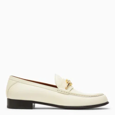 Valentino Garavani Ivory Leather Vlogo Signature Loafer Women In White