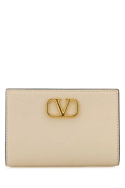 Valentino Garavani Ivory Leather Vlogo Wallet