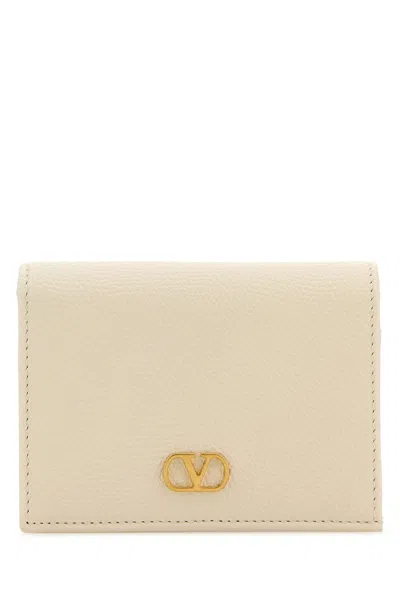 Valentino Garavani Ivory Leather Vlogo Wallet