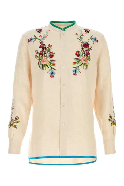 Valentino Garavani Ivory Linen Shirt In Multi