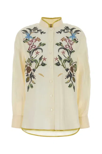 Valentino Garavani Ivory Linen Shirt In White