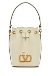Valentino Garavani Ivory Nappa Leather Vlogo Signature Bucket Bag In White