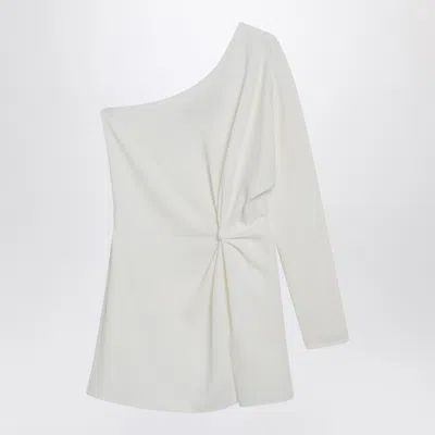 Valentino Ivory One-shoulder Top In Couture Cady In White