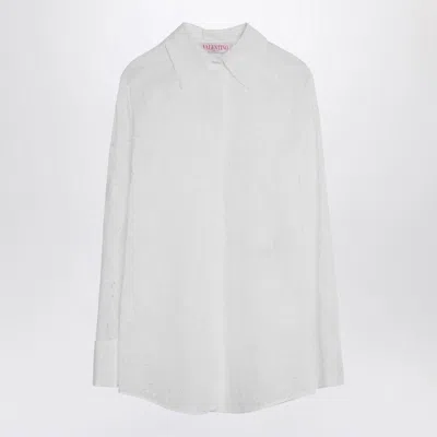 Valentino Garavani Ivory Organdis Daisy Shirt In White