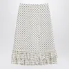 Valentino Womens Betulla Nero Polka-dot Ruffled Woven Midi Skirt