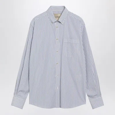 Valentino Garavani Ivory Shirt With Light And Stripes In Blue