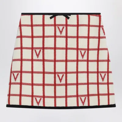 VALENTINO VALENTINO GARAVANI IVORY SKIRT WITH CHECK VLOGO PATTERN