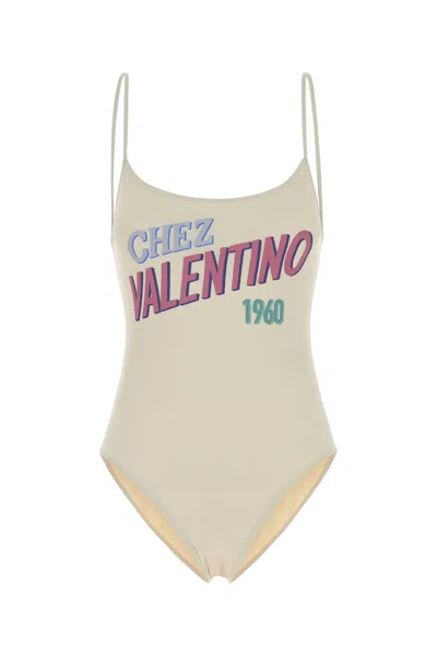 Valentino Garavani Ivory Stretch Nylon One-piece Swimsuit In Neutral