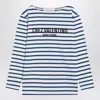 Valentino Womens Striped Embroidered Cotton-jersey T-shirt Avorio Blu