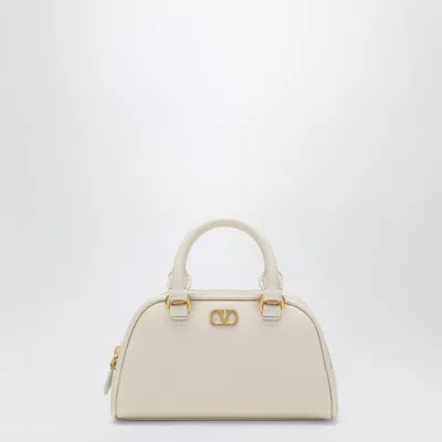 Valentino Garavani Ivory V Logo Signature Mini Duffle Bag In Grained Calfskin In Neutral