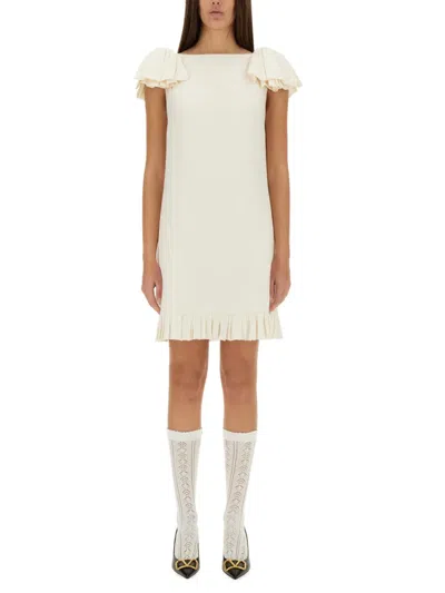 Valentino Garavani Ivory Wool Blend Dress In White