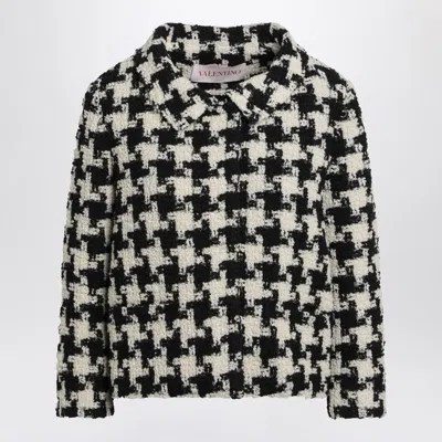Valentino Garavani Ivory/black Macro Houndstooth Jacket In Gray