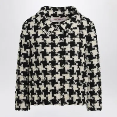 VALENTINO VALENTINO GARAVANI IVORY/BLACK MACRO HOUNDSTOOTH JACKET