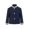 Valentino Lace-insert Virgin Wool Jacket In Blue