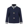 Valentino Lace-insert Virgin Wool Jacket In Blue
