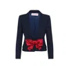 Valentino Tailored Bow-detail Jacket Crafted From Lightweight Viscose In Blue