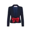 Valentino Tailored Bow-detail Jacket Crafted From Lightweight Viscose In Blue