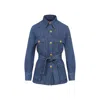 Valentino Garavani Women Solid Sahariana In Denim In Blue