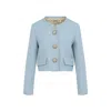 Valentino Light Blue Embellished Button Blazer In Gray