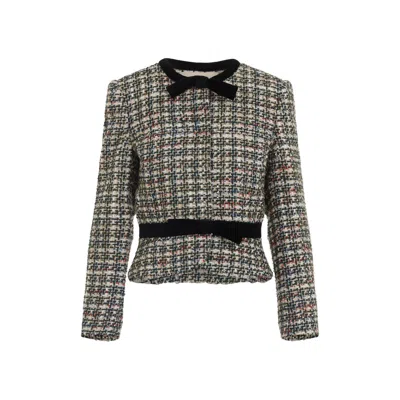 Valentino Velvet-trimmed Tweed Jacket In Multi