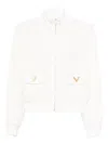 Valentino Gold V Front Pockets High Collar Jacket In White