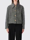 Valentino Tailored Peacoat Cropped Houndstooth Long Sleeves In Black