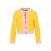 Valentino Bi-color Crystal Crepe Crop Jacket In Yellow