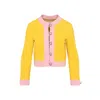 Valentino Bi-color Crystal Crepe Crop Jacket In Yellow