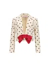 Valentino Bow-embellished Polka-dot Silk-shantung Jacket