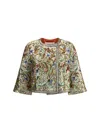 Valentino Sequin Embroidered Floral Cropped Jacket