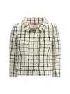 Valentino Check Three-quarter Sleeve Tweed Jacket