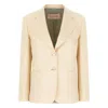 Valentino Wool And Silk Single-breasted Jacket In Neutral