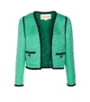 Valentino Womens Pure Green Floral Crop Wool And Silk Jacket