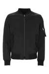 Valentino Nylon Bomber With Leather Patch And Vlogo Detail In Black