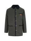 Valentino Garavani Olive Quilted Jacket With Vlogo Patch In Gray