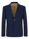 Valentino Jacket Wool Gabardine Four Buttons In Blue