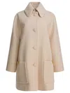 Valentino Longline Coat Front Pockets In Neutral