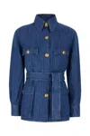Valentino Garavani Women Solid Sahariana In Denim In Blue