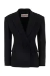 Valentino Slim Wool Blazer With Bow In Black