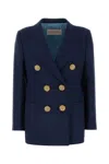 Valentino Navy Blue Wool Blazer In Indaco