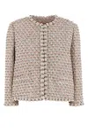 Valentino Short Jacket With Tweed Texture And Button Detailing In Multi